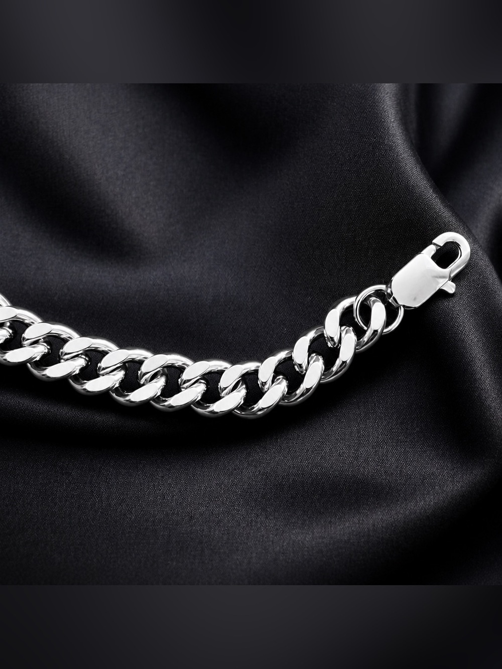 Cuban Link Stainless Steel 7.5 inch long and 10mm width men’s bracelet - Silver - Picture 4 of 4